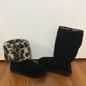 BLACK UGGS WITH CHEETAH FUR **great condition**